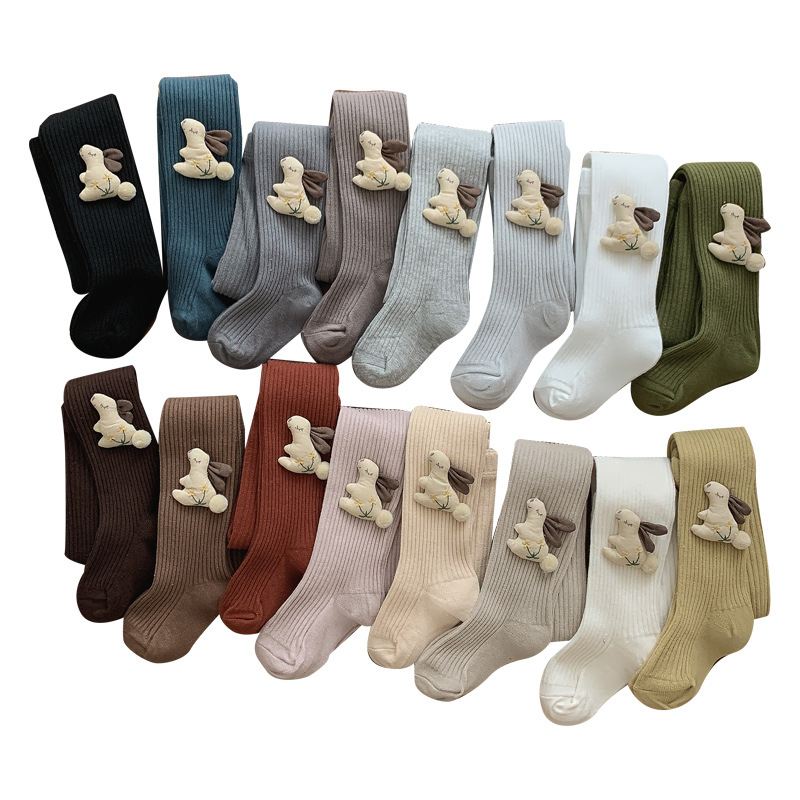 23 new children's pantyhose girls leggings spring and autumn striped Princess cute rabbit baby socks wholesale cotton