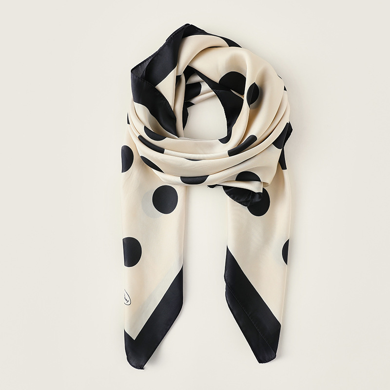 Dot Scarf Women 2025 Spring and Summer New Imitation Silk Scarf Japanese and Korean Sweet 90 Square Scarf Printed Shawl Wholesale