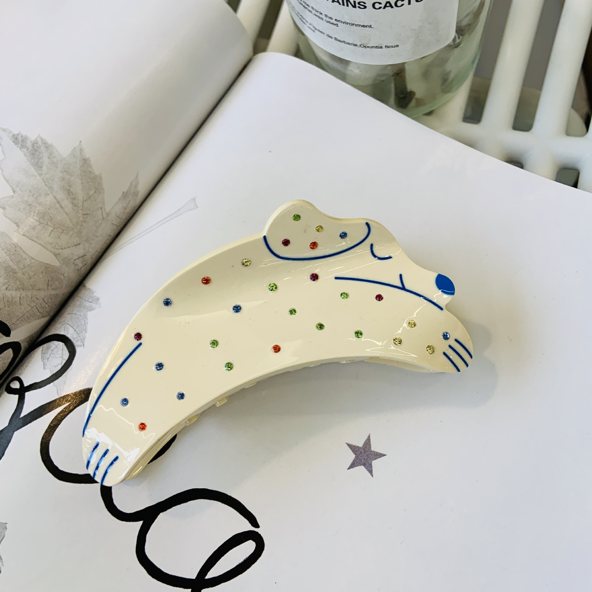 Neue Dot Drill Welpen Acryl Greifclip Einfache Haarnadel Cartoon Tierhaar Greifer Hunde Hinterkopfclip Grenzüberschreitend_voghion.com