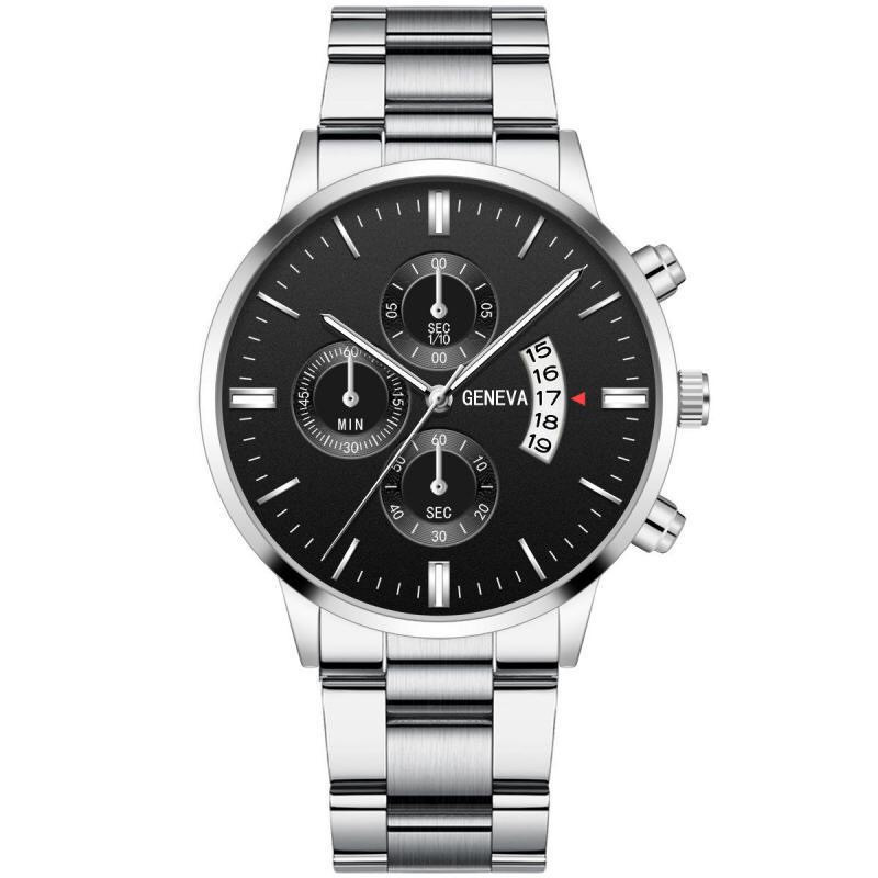 Heißes Angebot Explosive Drei-auge herren Stahl Gürtel Uhr Business Freizeit Kalender Quarzuhr männer Spot_voghion.com