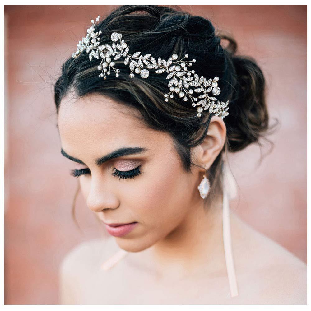 Korean Style White Handmade Crystal Headwear Bridesmaid Wedding Dress Wreath Hair Accessories Korean Style Pearl Hair Belt