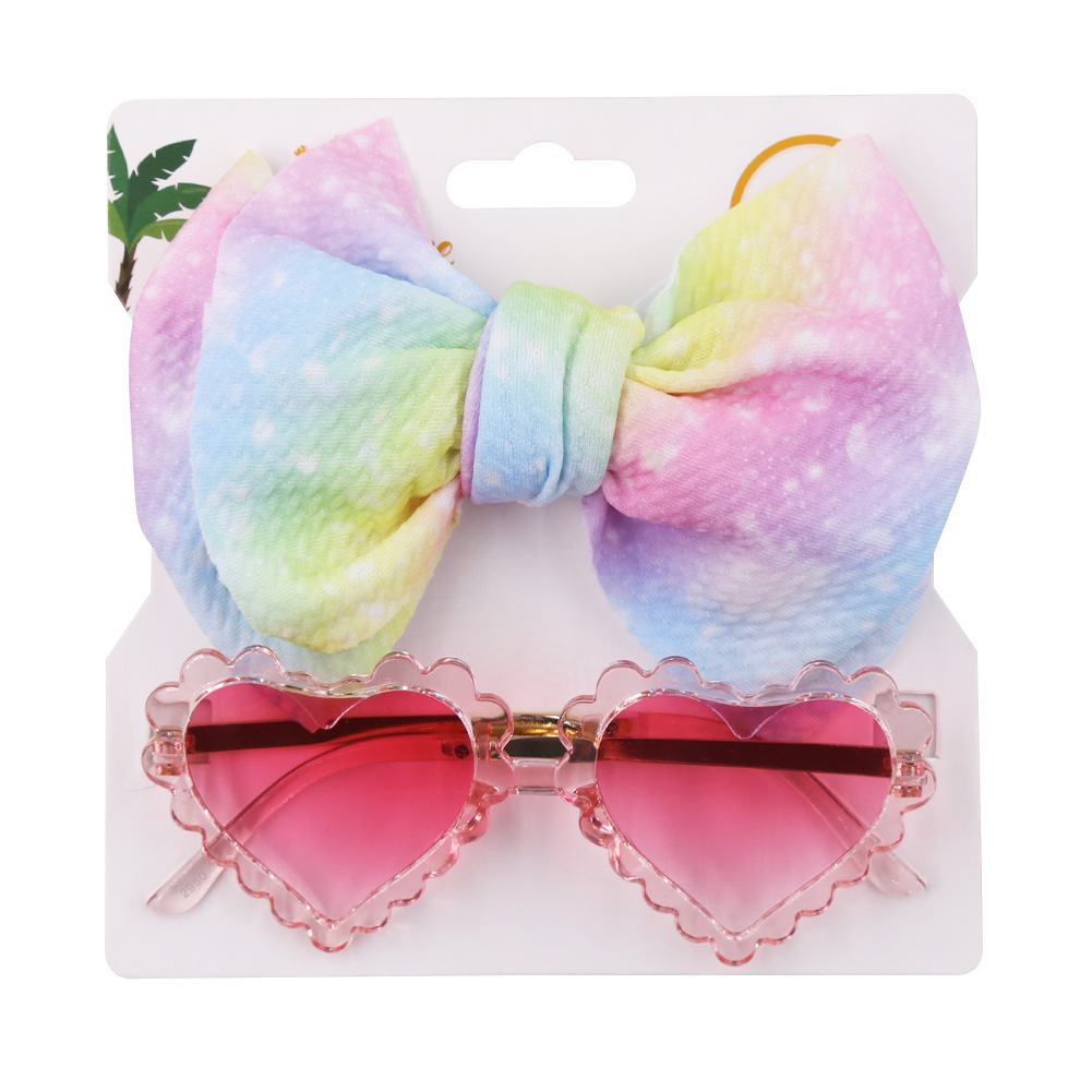 New children's sunglasses headband combination set fashion cartoon baby toy sunshade glasses polyester printed hair band