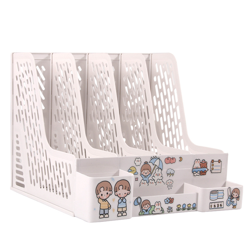 Morandi desktop file rack storage multi-layer File frame A4 file rack Student Book vertical bookshelf storage rack