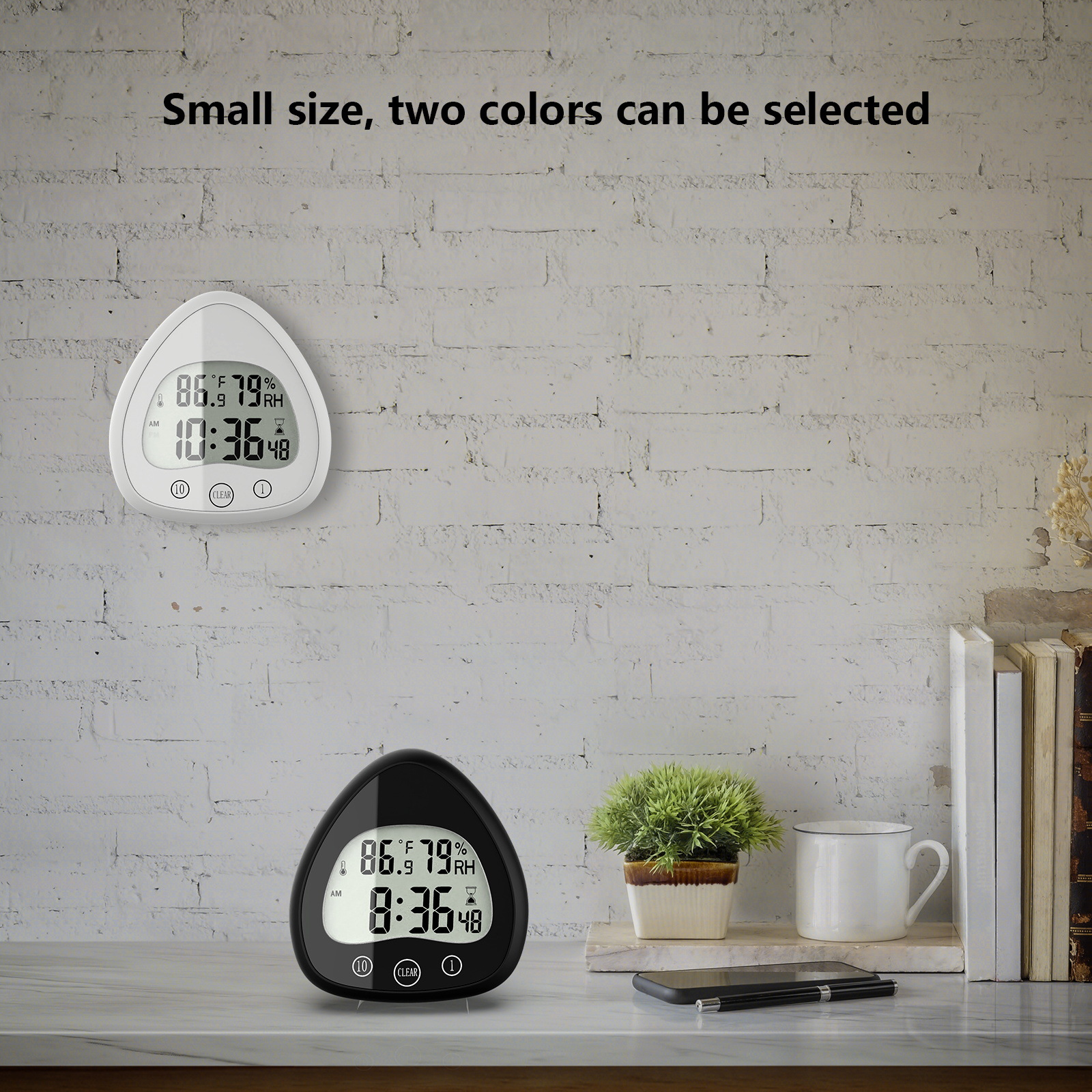 Cross-border mute waterproof bathroom electronic wall clock anti-fog suction cup countdown temperature and humidity sensor digital alarm clock