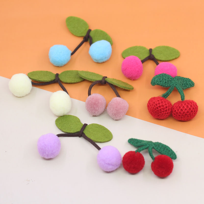 Children's fur ball cherry semi-finished handmade diy hair accessories material homemade hairpin head cartoon accessories