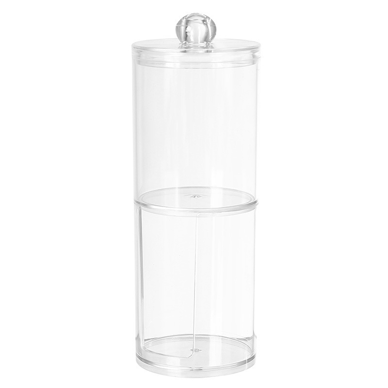 Transparent Double-layer round cotton swab box two-in-one cotton swab holder household desktop makeup remover cotton jewelry cosmetic cotton storage box