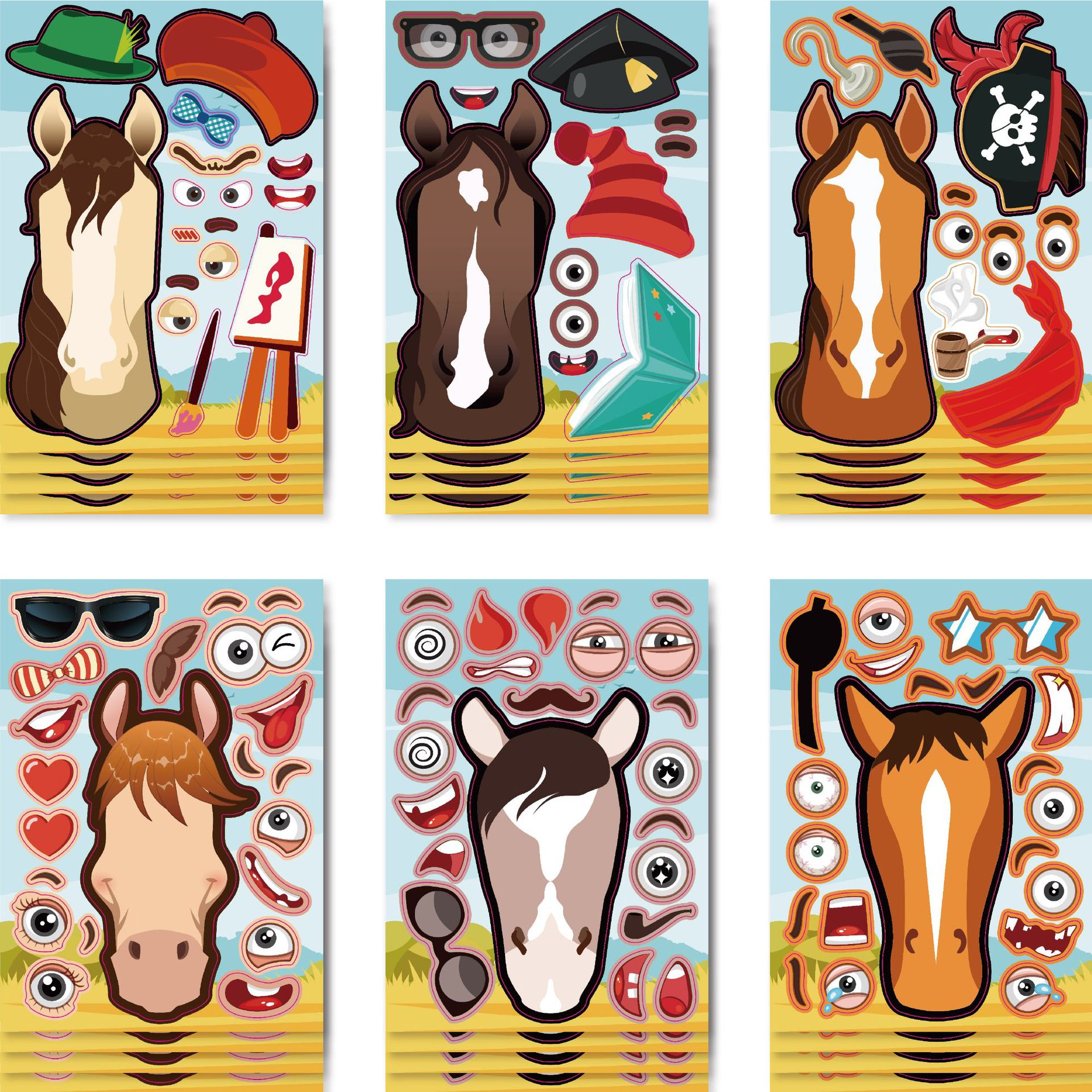 CM2306003 Amazon cross-border children's cartoon birthday party parent-child interactive elf horse toy sticker