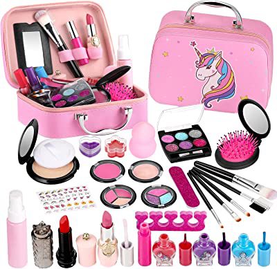 Cross-border Amazon Unicorn Children's Cosmetics Makeup Toy Princess Lipstick Eye Shadow Makeup Storage Bag Set