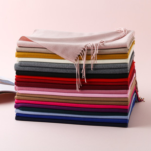 Six solid color cashmere scarf cross-border women monochrome warm scarf shawl gift red scarf wholesale generation