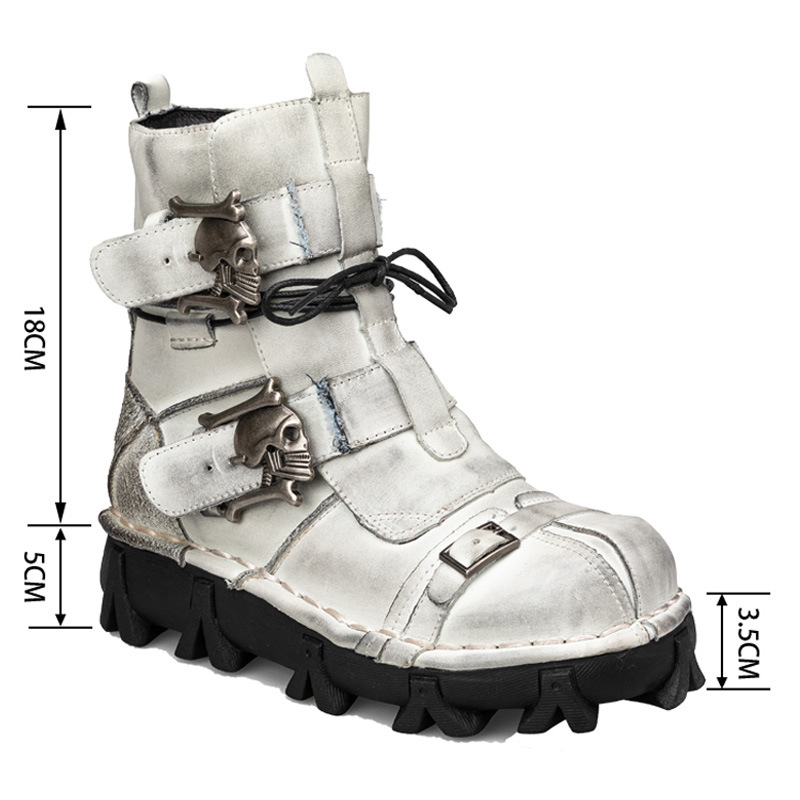 Skull Crock Boots Leather Boots 4748 Military Boots Fashionable Martin Boots Men's plus size Leather Steampunk Boots 1809 Boots