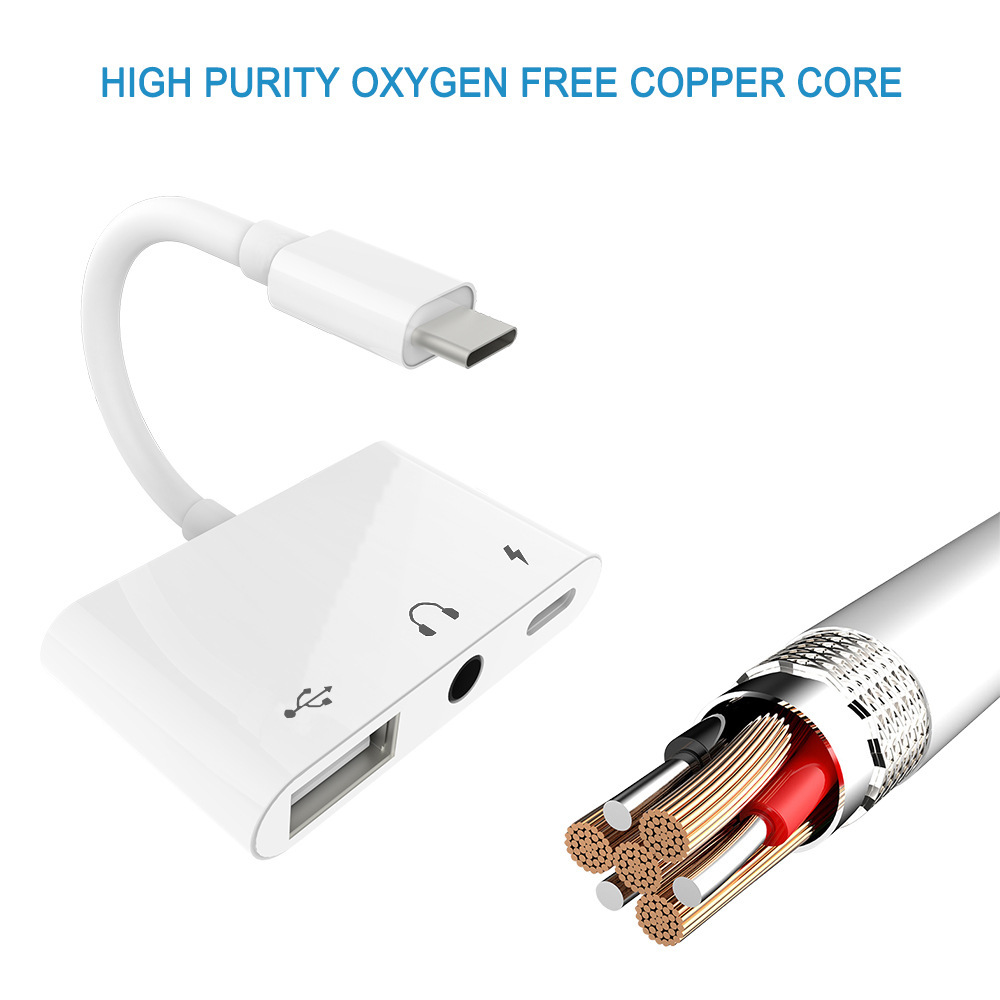 Suitable for Huawei mobile phone typec adapter support PD charging sound card live listening to songs high-speed transmission adapter