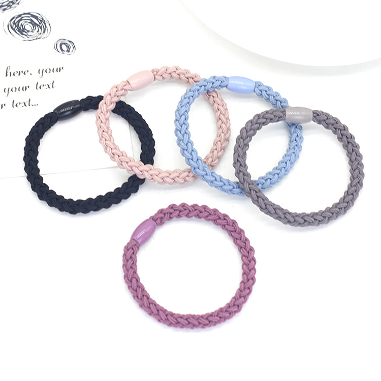 Korean hair accessories hand-woven knotted rope twist braid hair ring high elastic hair thick rubber band wholesale