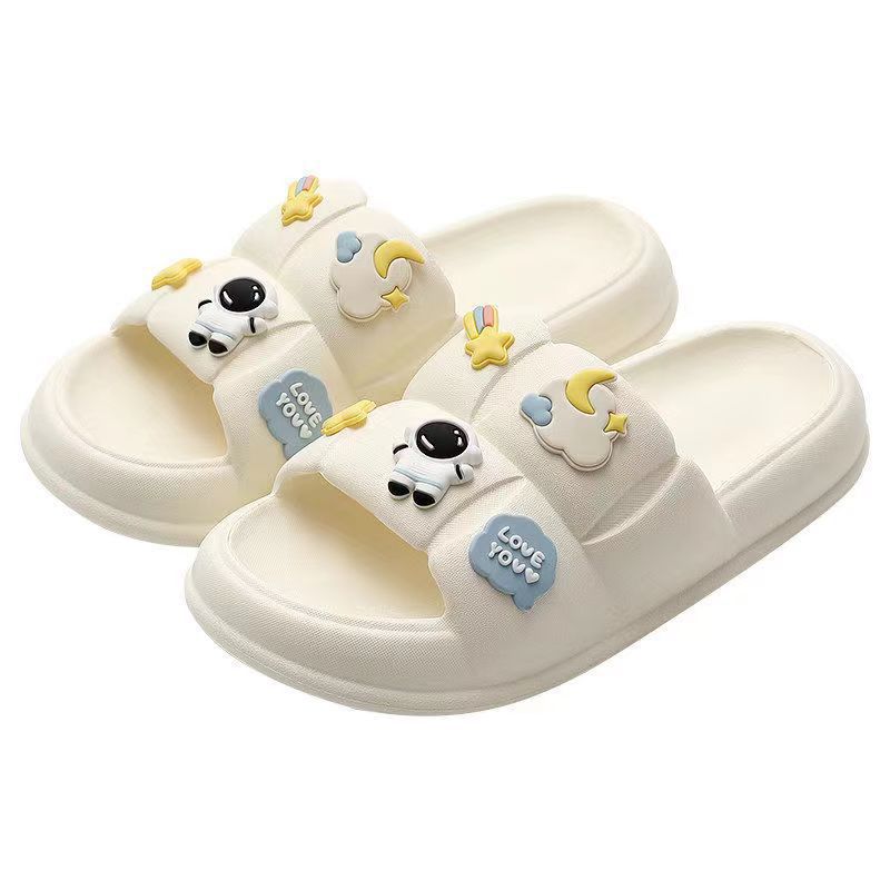 Step on the shit feeling slippers female summer outside wearing new high value indoor home Bath non-slip lovers a word cool slippers