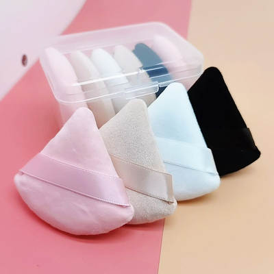 Velvet Black Fan-shaped Powder Makeup Sponge Puff Cross-border Boxed Air Cushion Dry Powder Makeup Triangle Powder Puff