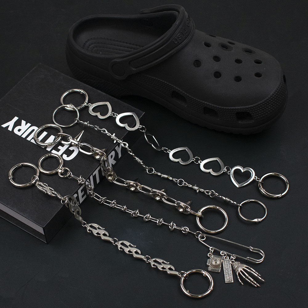 Shoes sneaker Accessories Punk Dark Hole Shoes Shoes Buckle Stud Thorns European and American Hip Hop Metal Shoes Chain