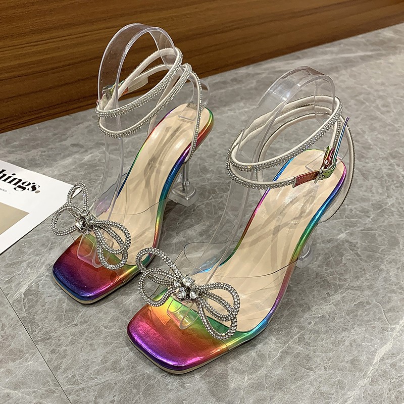 High-heeled Sandals plus size High heel Sandals women's rhinestone bow sexy Sandals