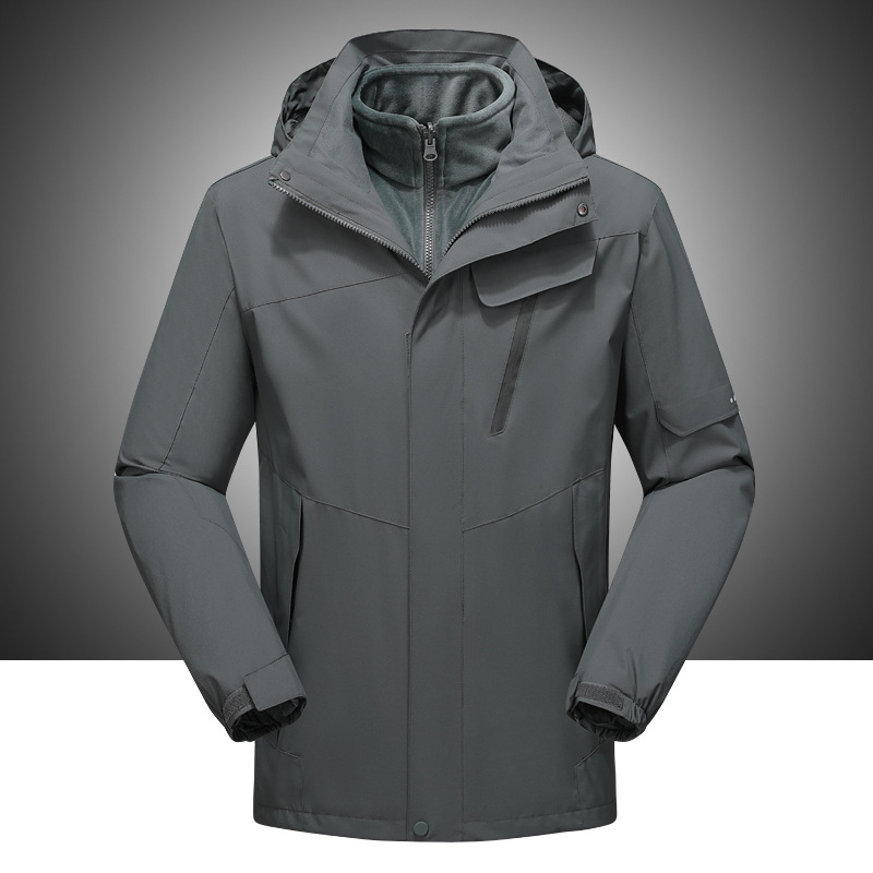 Three-in-one jacket men's detachable group purchase winter outdoor fleece-lined warm waterproof windproof two-piece set women's