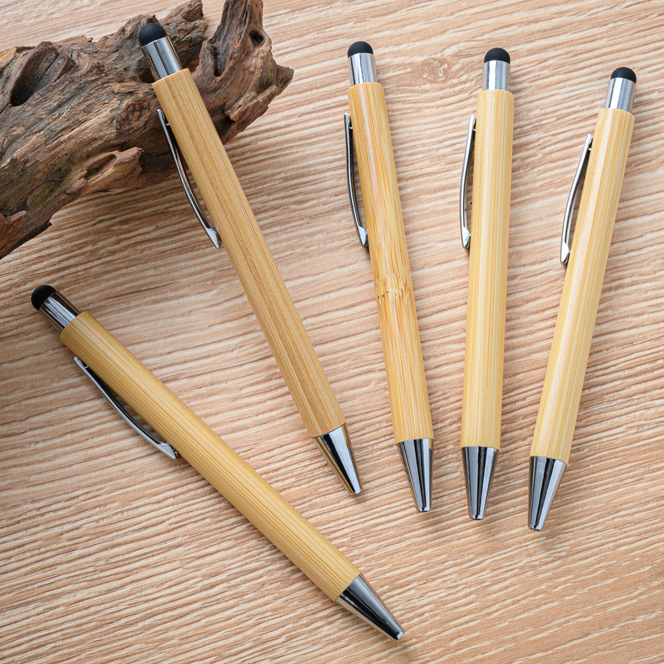 Press touch screen bamboo pen printable logo hotel office student gift advertising Pen Press bamboo pen wholesale