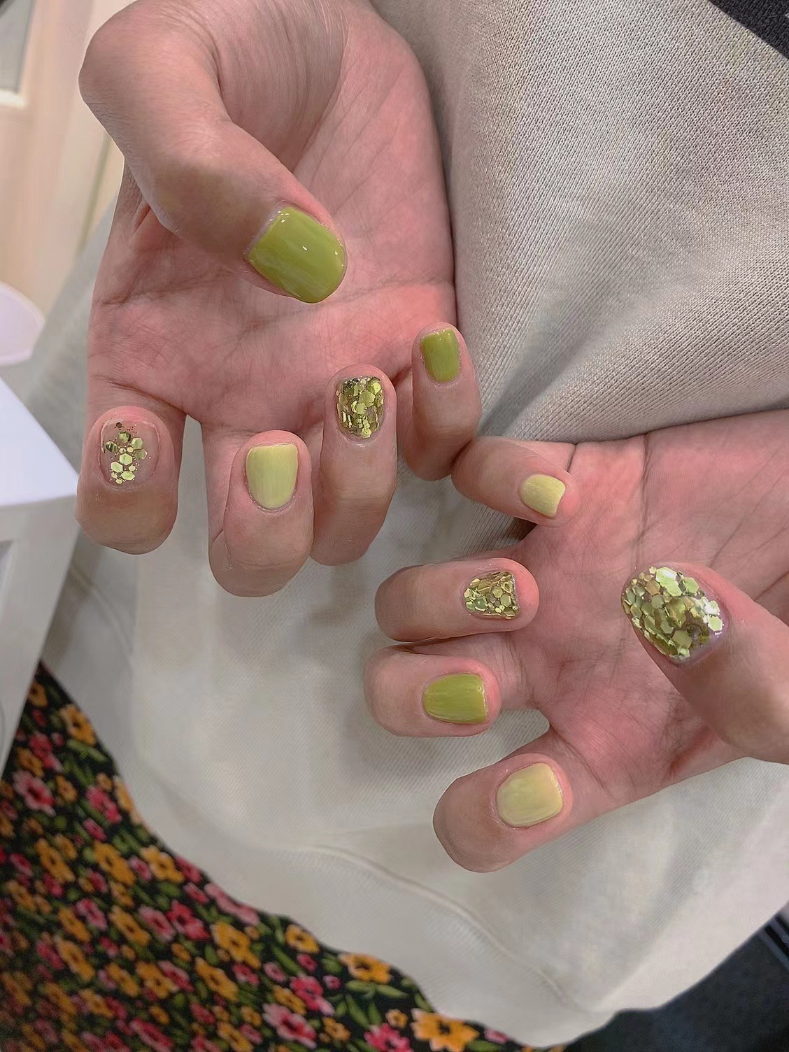 Internet Celebrity Korean Large Sequins Shining Nail Art Jewelry Fresh Fruit Green Mermaid Ji Fine Glitter Patch Nail Accessories