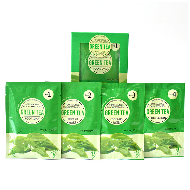 Cross-border foot bag four-part foot care kit salon party crystal mud bath salt foot bath agent 4 in 1 suit