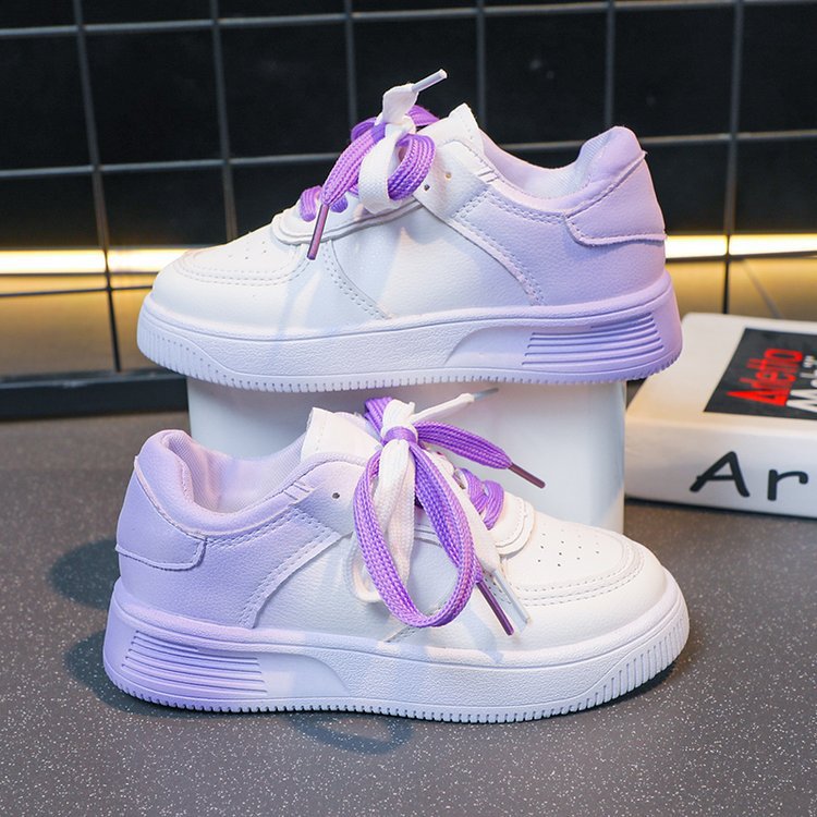 Girls' sneakers gradient color white shoes 2023 Spring and Autumn new medium and large children's board shoes children's shoes casual shoes