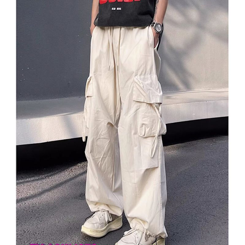 American-style Retro Overalls Men's and Women's Paratroopers Spring and Summer Loose Wide-leg Casual Personalized Trendy Straight-leg Straight Pants