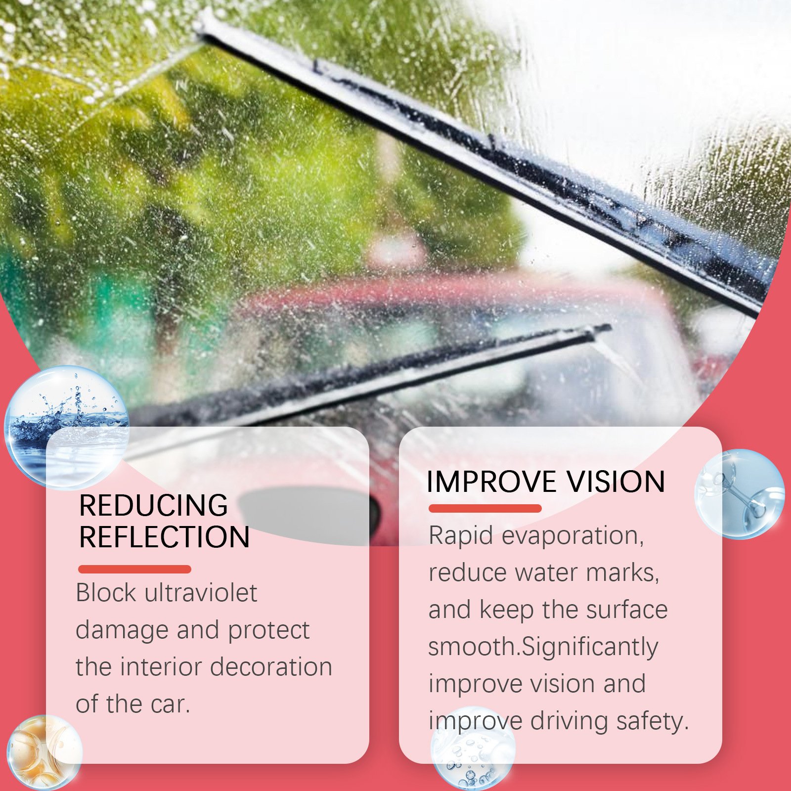 Rayhong car window crystal clear glass cleaner suit rainproof decontamination cleaning car window glass cleaning brush