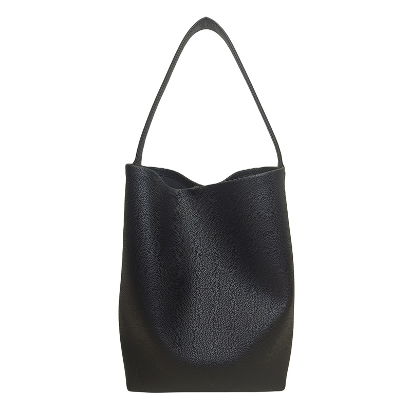 Cuero genuino el * fila cubo bolsa lychee patrón de gran capacidad alto sentido mujeres bolsa nicho luz lujo moda hombro bolsa