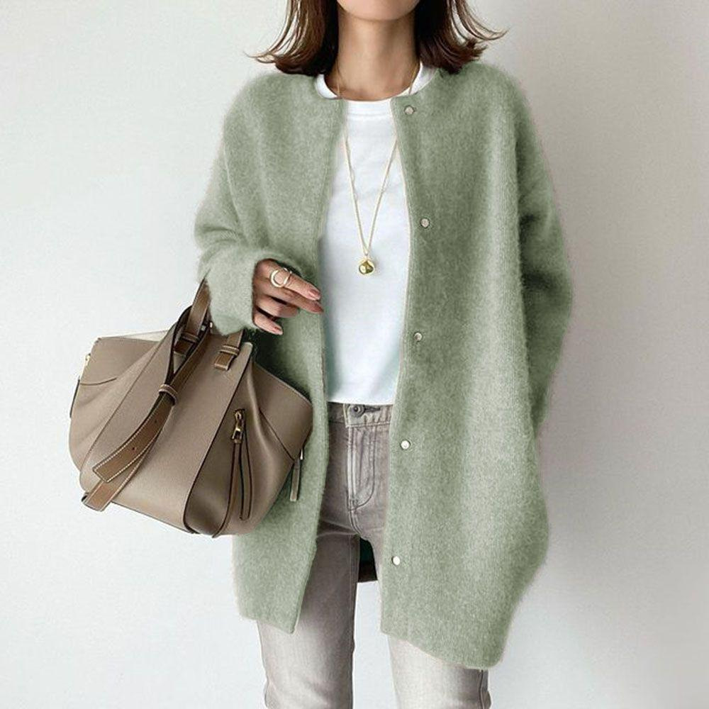 Women's cothing 9 colors new super soft knitted coat slimming design sense niche loose woolen coat for women_voghion.com