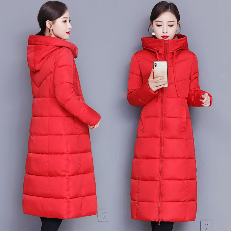 [Spot] Women's New Down Cotton-padded Jacket Mid-length Large Size Coat Thickened Cotton-padded Coat Over the Knee