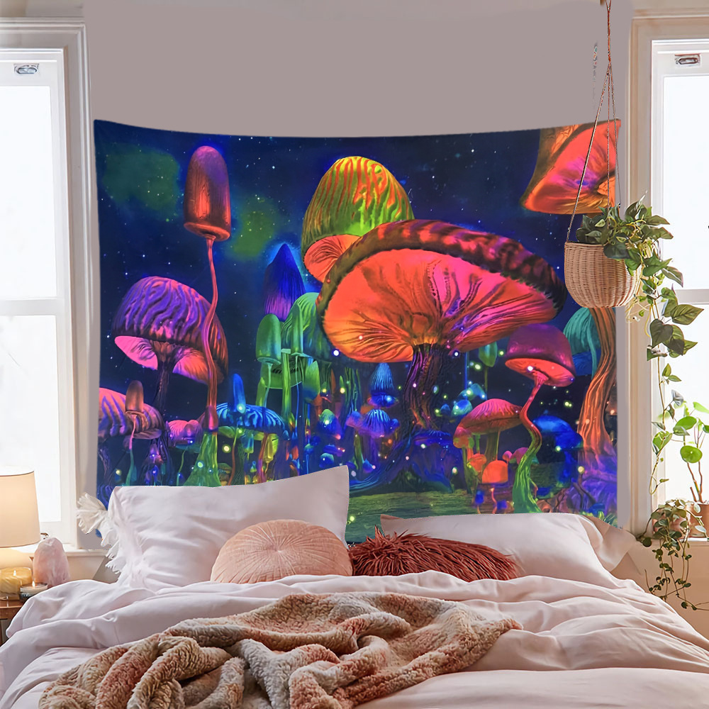 Cross-border Mushroom Tapestry Living Room Bedside Plant Flower Background Cloth Rectangular Color Mushroom Decorative Hanging Cloth
