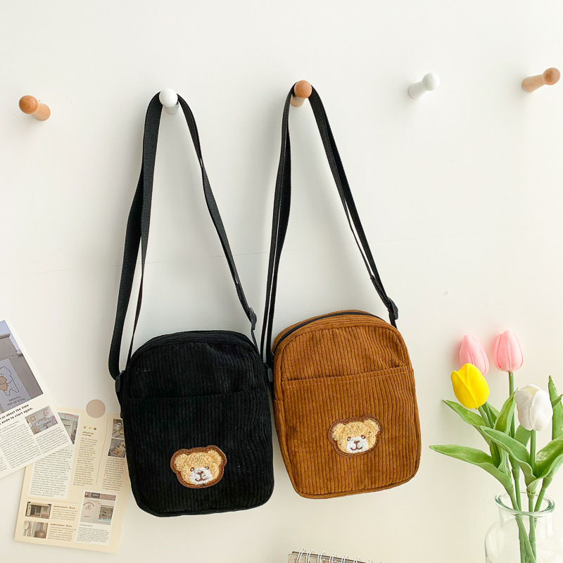 Korean ins Cute Bear Crossbody Bag Japanese Style Harajuku chic Soft Girl Student Canvas Bag Shoulder Bag