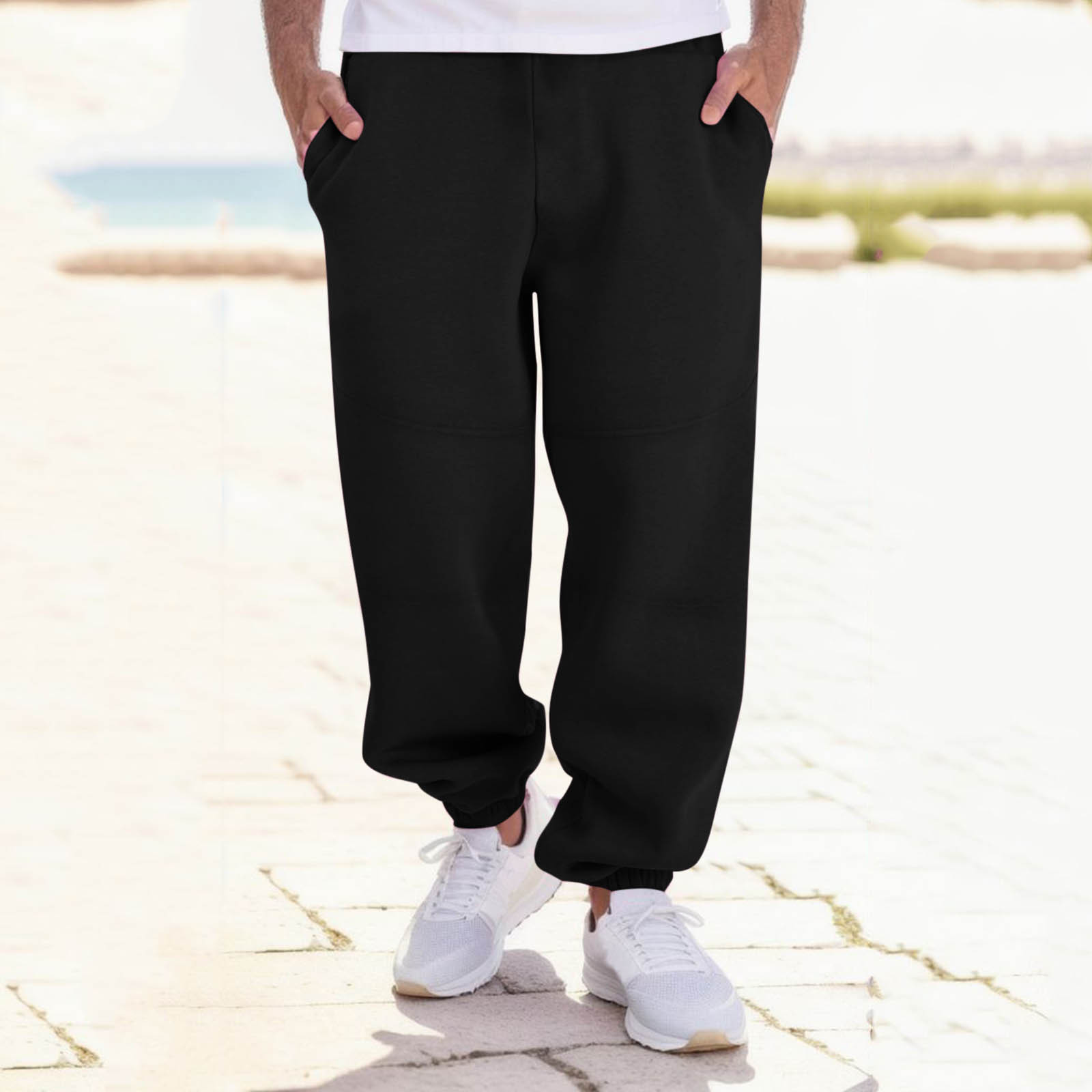 New Men's autumn and winter stitching training sports trousers men's sports fitness pants plus size men's sweatpants [European size]]
