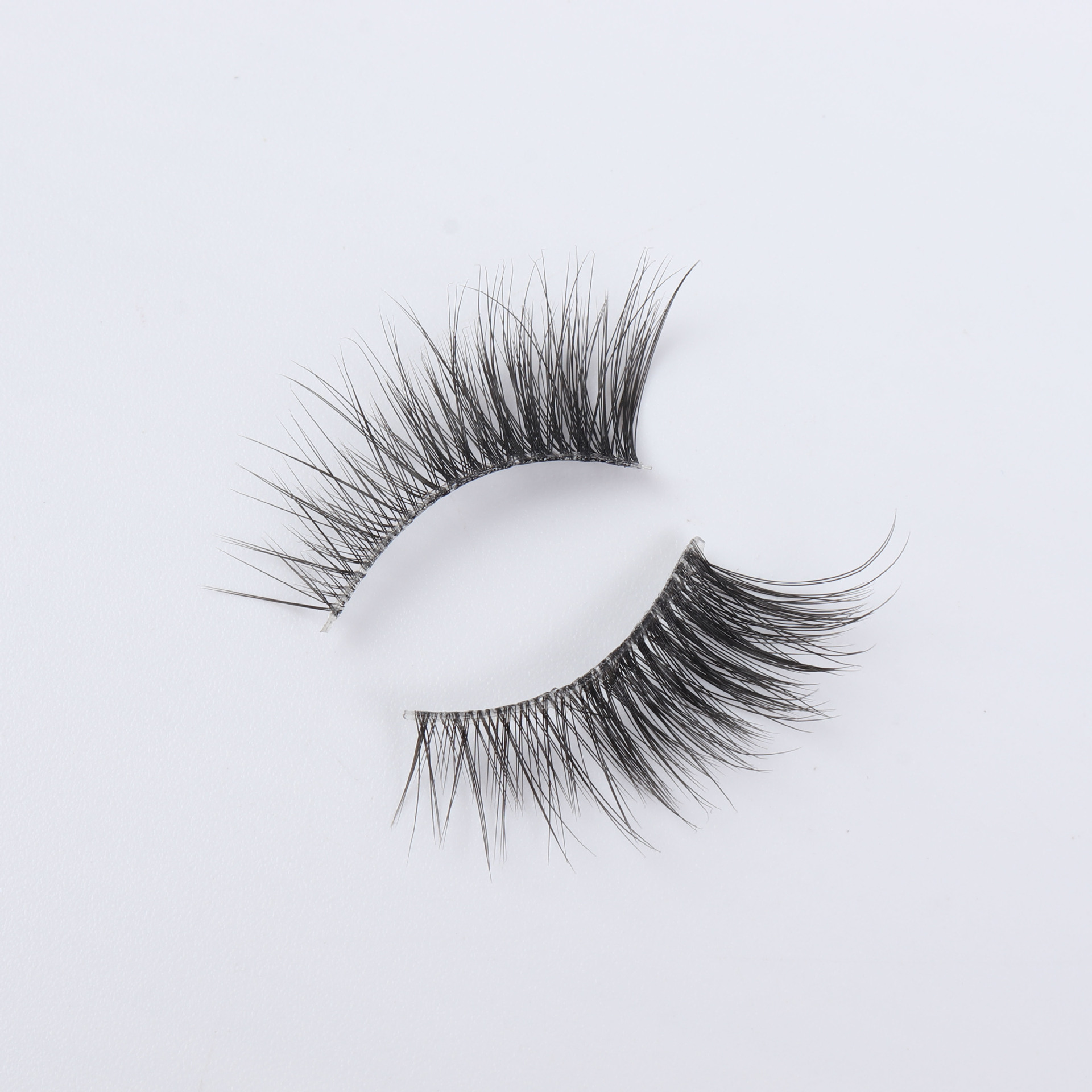 European and American cross-border half false eyelashes cat eye transparent stem eye tail lengthened half eye natural thick eye eyelashes