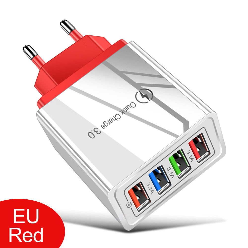 4usb power adapter American and European gauge 5V3A multi-port USB charging head mobile phone charger spot cross-border explosions