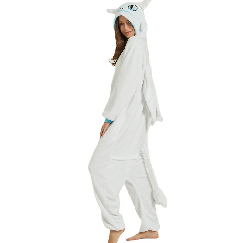 Cartoon conjoined pajamas two-dimensional dragon training autumn and winter toilet version home pajamas mixed batch autumn and winter flannel mixed batch