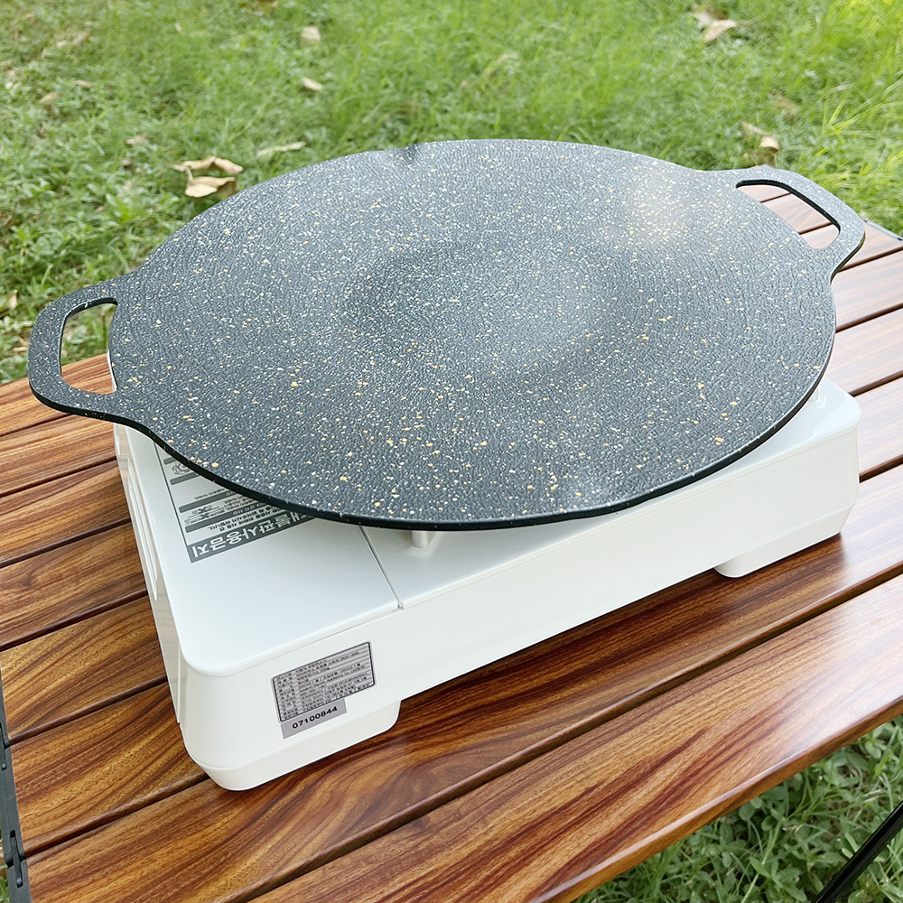 Outdoor Camping Cartridge Oven Teppanyaki Household Korean Style Barbecue Plate Barbecue Commercial Maifan Stone Non-stick Round Grilling