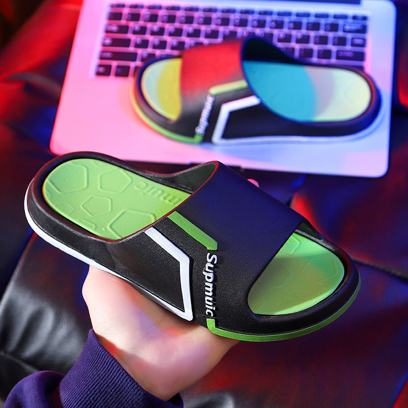 Summer New Fashionable Student Korean Style Outwear High-end Boys Sandals and Slippers Household Thick Bottom Bath Super Soft Wear-resistant Style