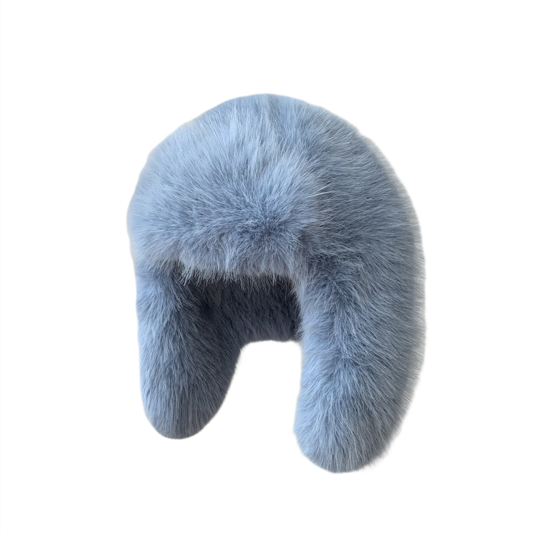 Autumn and Winter plush faux fox fur Lei Feng hat ski hat retro Internet Celebrity All-match warm fur furry ear protection
