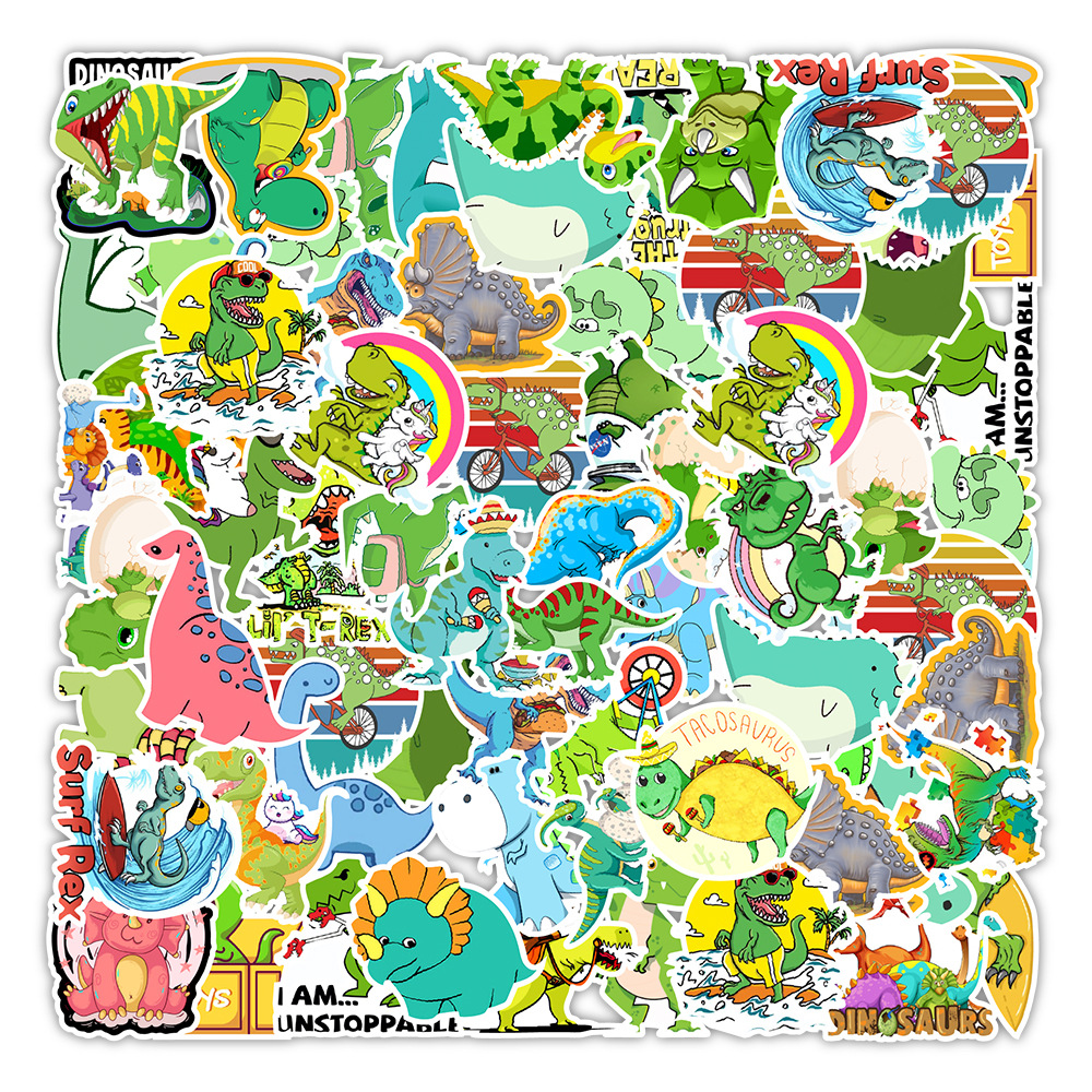 A variety of cross-border non-infringing dinosaur stickers cute children's cartoon sticker bag waterproof creative DIY stickers