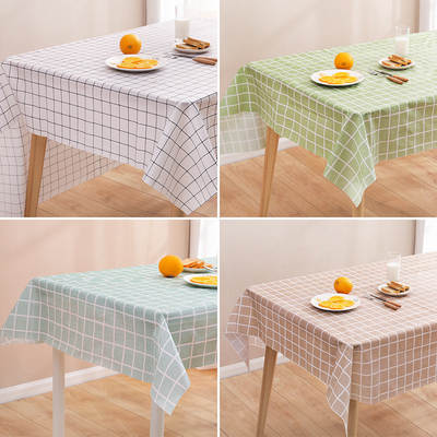 pvc Tablecloth Waterproof and Oil-Proof Disposable ins Plaid Fabric Fresh Style Dining Tablecloth Square Rectangular Table