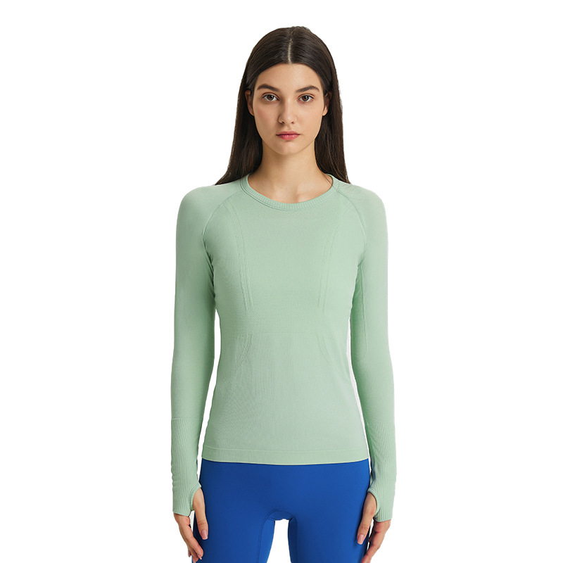 New ladies long sleeve round neck sports T-shirt running fitness top slim breathable yoga long sleeve D19083