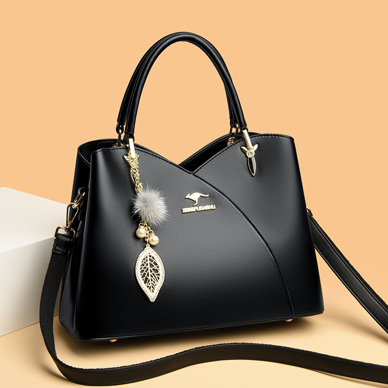 2023 Spring and Summer Women's Bag Stitching Geometric Middle-aged Mother's Handbag Simple All-match Large Capacity Women's Shoulder Bag