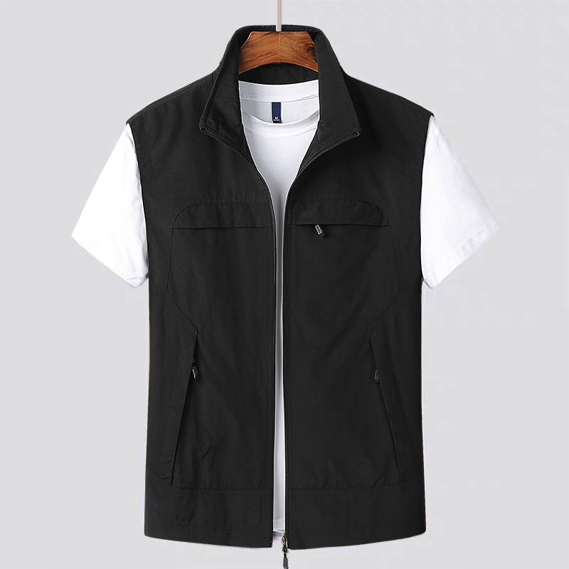 Autumn and Winter New Men's Coat Casual Vest Solid Color Simple Slim-fit Stand Collar Vest Comfortable Large Size Spot