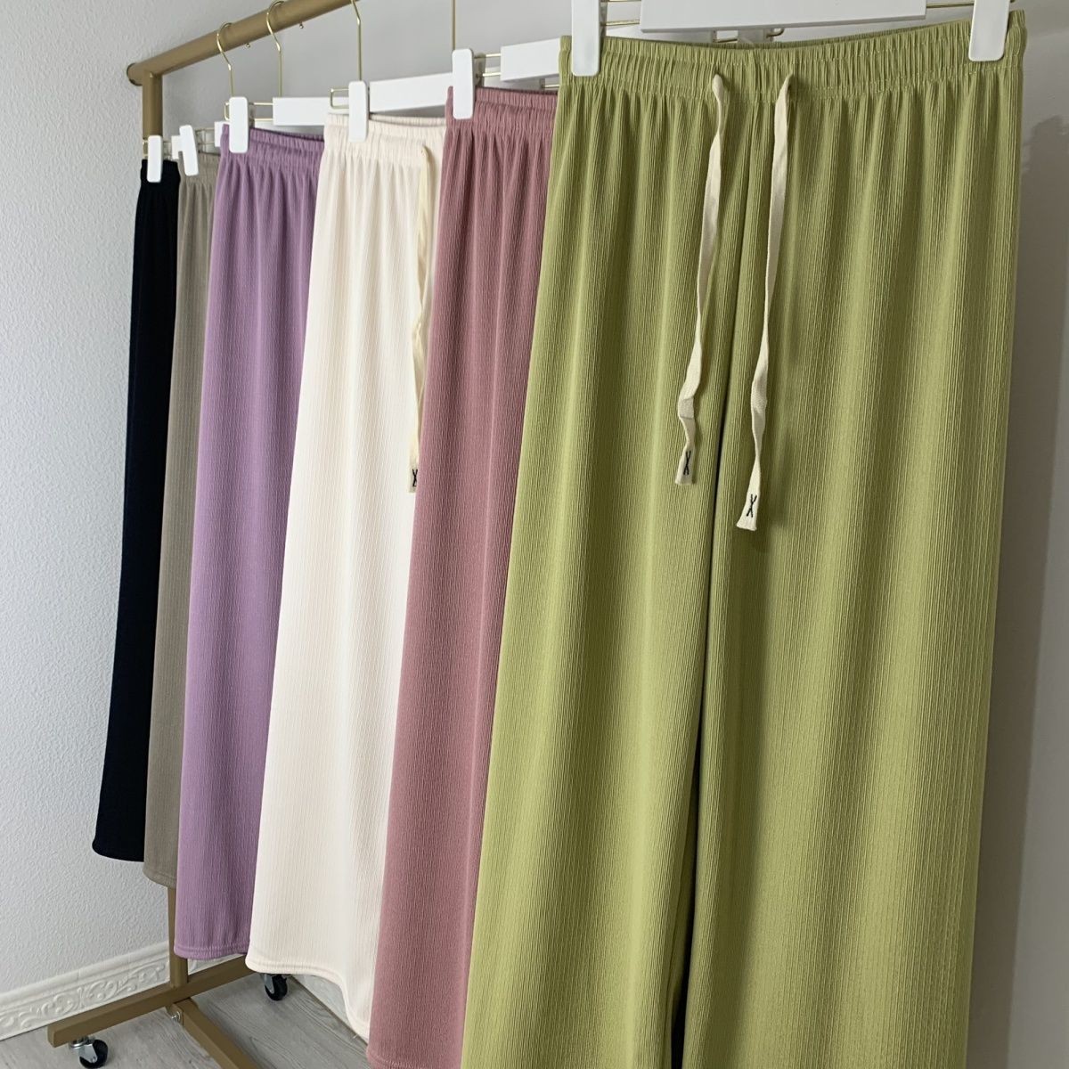 Lightning Wide-leg Pants Spring and Summer New Thin Draping High Waist Solid Color Elasticated Drawstring Tall Slim Elegant Trousers
