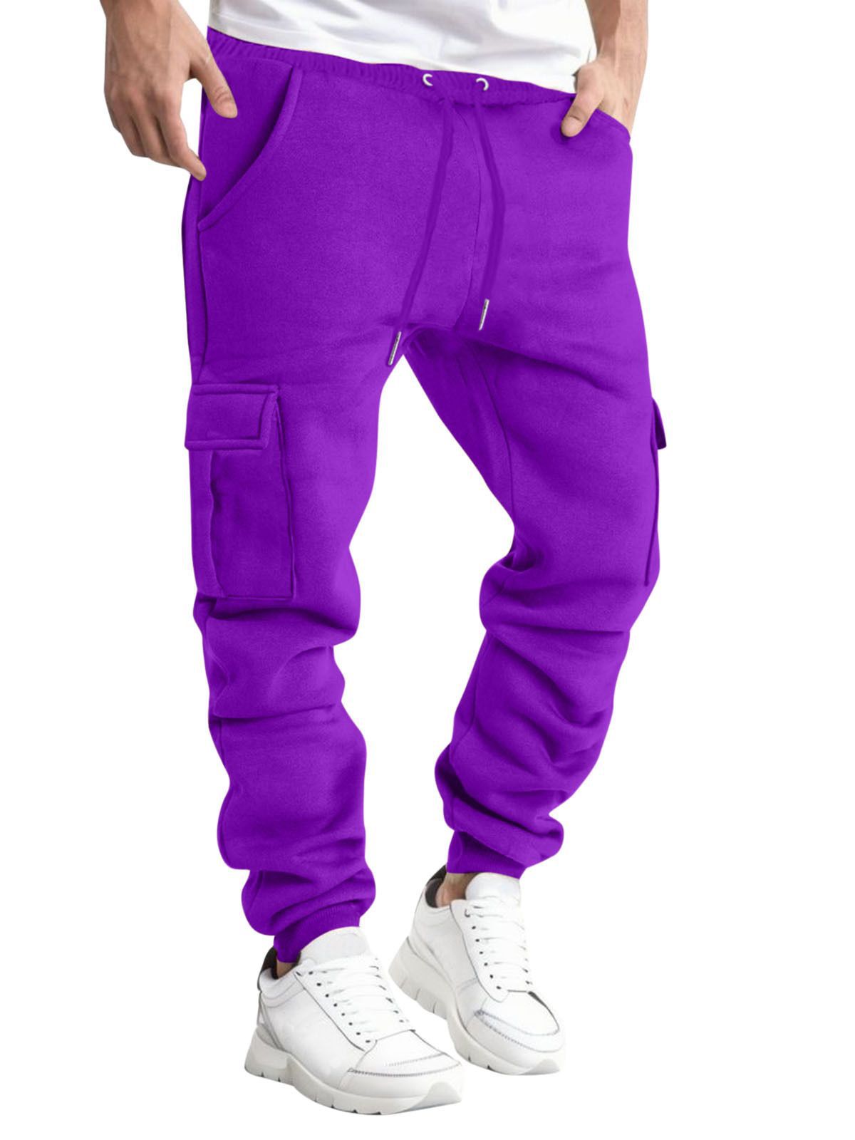 2023 Amazon hot sale men's fashion Men's solid color cargo pocket sweatpants