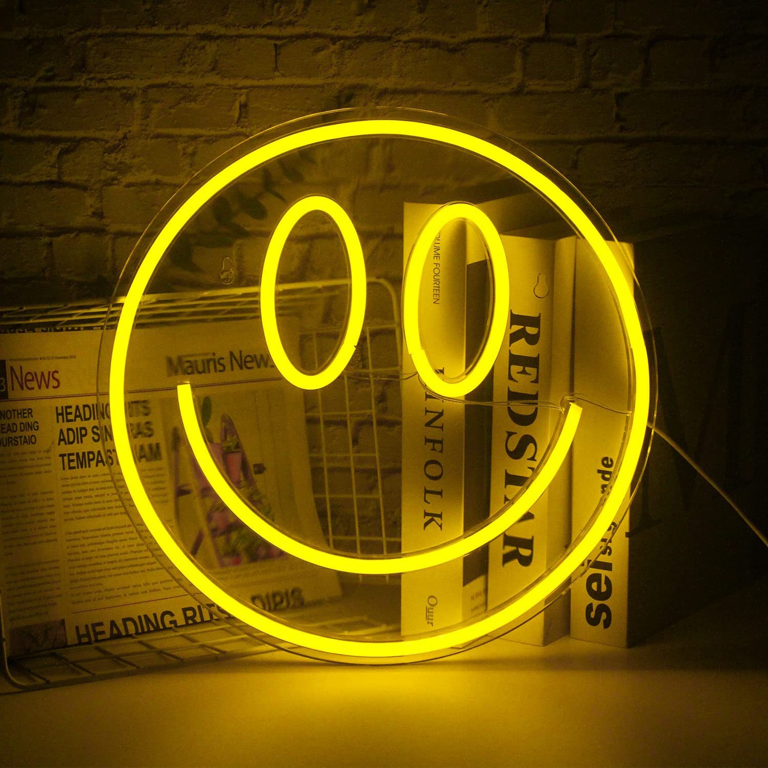 LED neon acrylic back panel smiling face Amazon for USB powered interior decoration lights