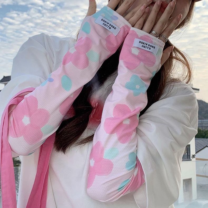 Summer Sun Protection Ice Sleeve Women's ins Korean Style Gradient Star UV Protection Outdoor Riding Travel Sun Protection Hyun-elegant Style