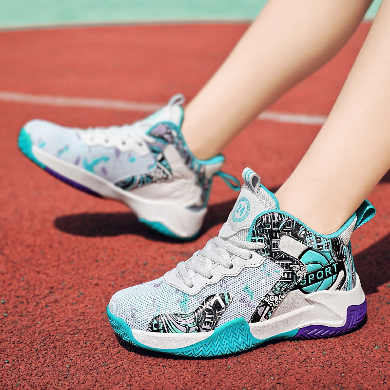 Children's Basketball Shoes Spring and Summer 2022 New Breathable Mesh Boys' Sports Shoes Primary School Students' Training Basketball Shoes Cross Border