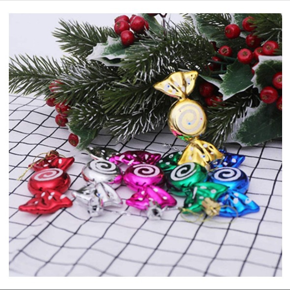 Christmas Candy Decoration Gift Box Electroplated Painted Candy Props Christmas Tree Pendant Color Candy 10cm